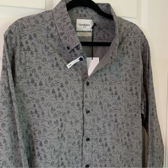 NWT Goodfellow & Co Men’s Long Sleeve Button-Down Grey Shirt, size L Slim Fit - Picture 5 of 9